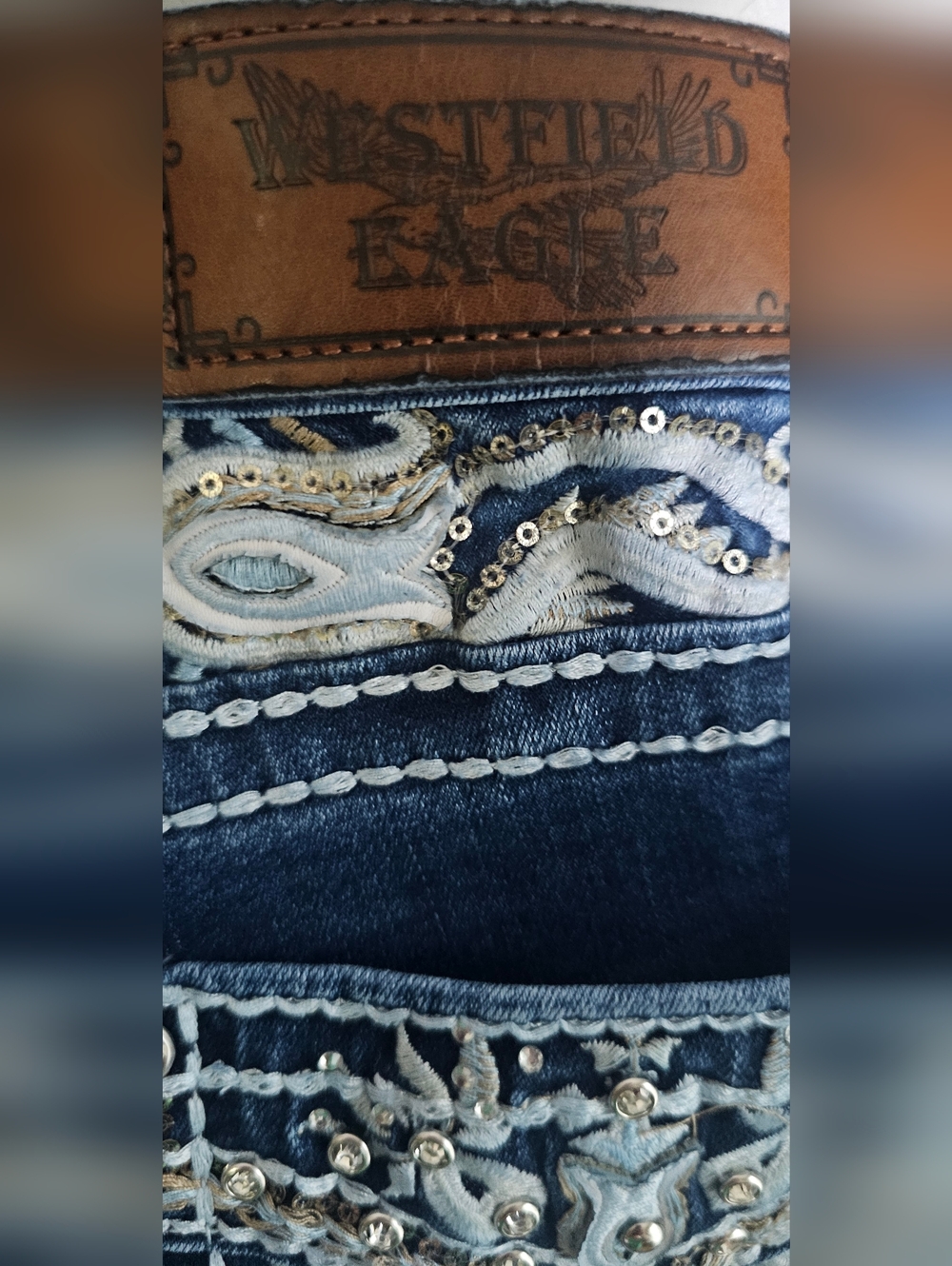 Y2K Bling Bootcut Jeans 26x27 Embroidered Pocket Western Miss Me Style - Picture 5 of 8
